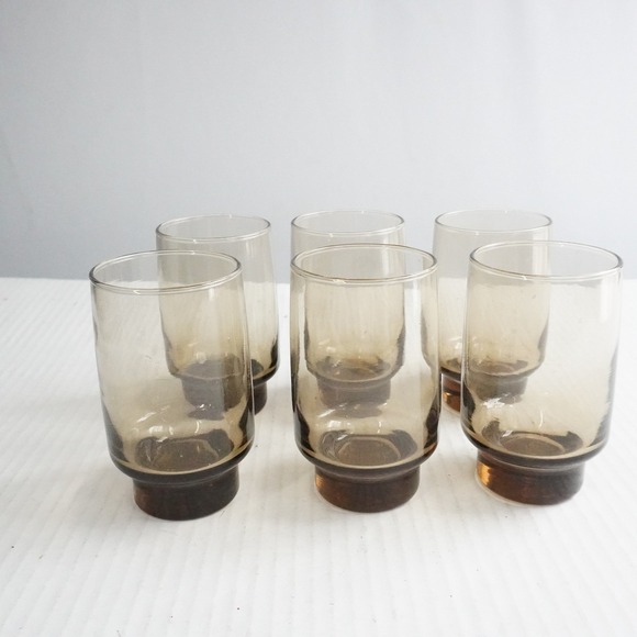 Libbey Other - 6 Pc Libbey Tawny Accent Tumbler Old Fashioned Set Vintage Smoke Brown Retro Lot